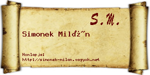 Simonek Milán névjegykártya