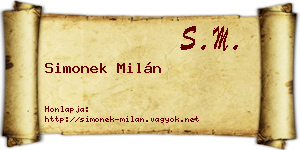 Simonek Milán névjegykártya