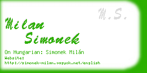 milan simonek business card